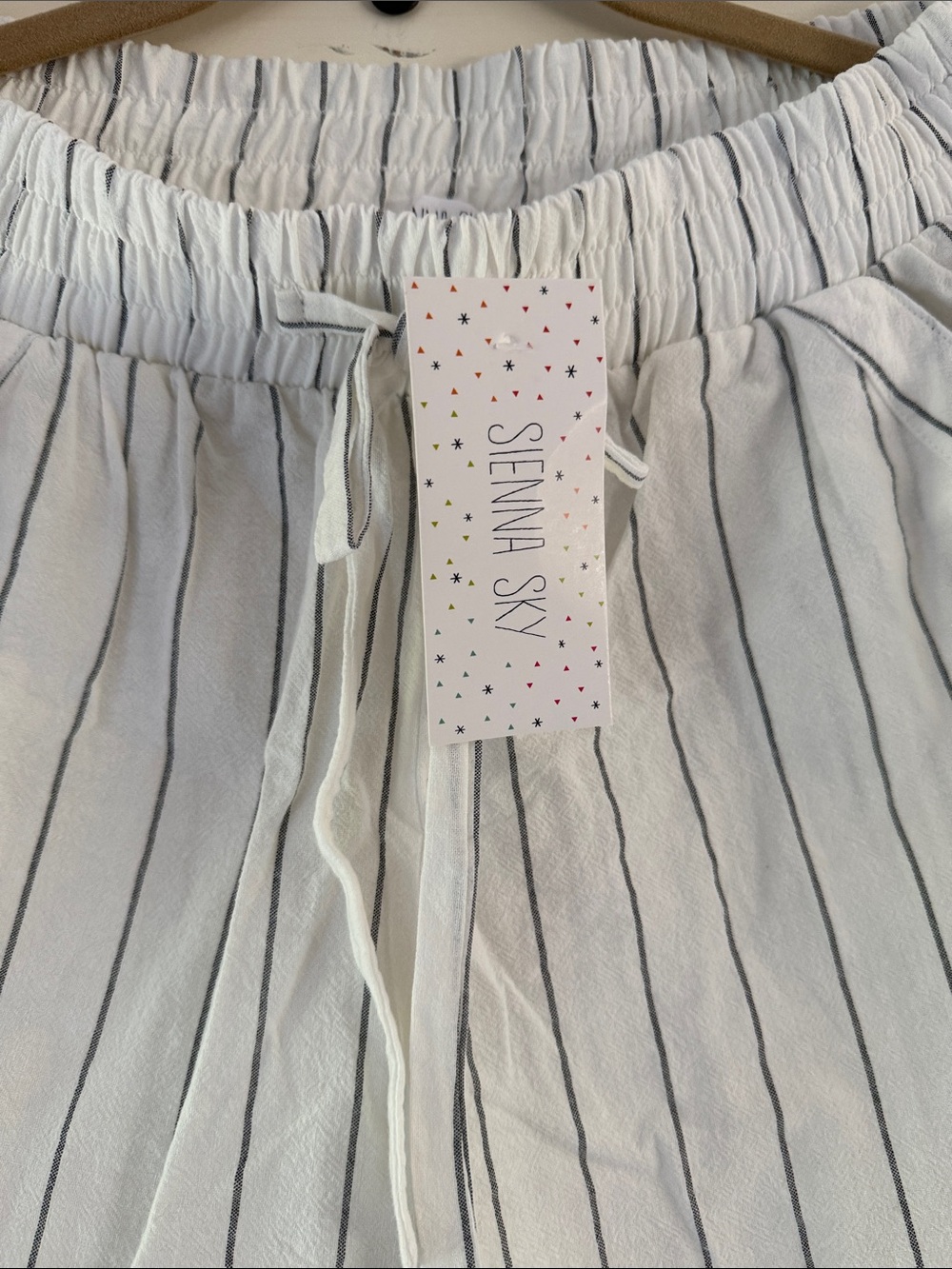 Sienna Sky White and Charcoal pinstripe summer weight Pant. - Picture 2 of 6